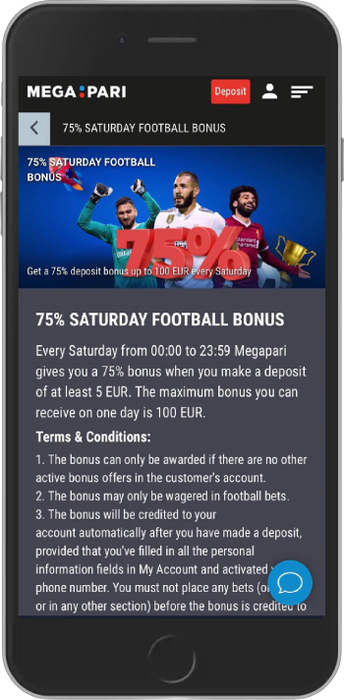 75% Saturday Football Bonus