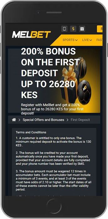 A 200% Bonus on the First Deposit up to 26,280 KES