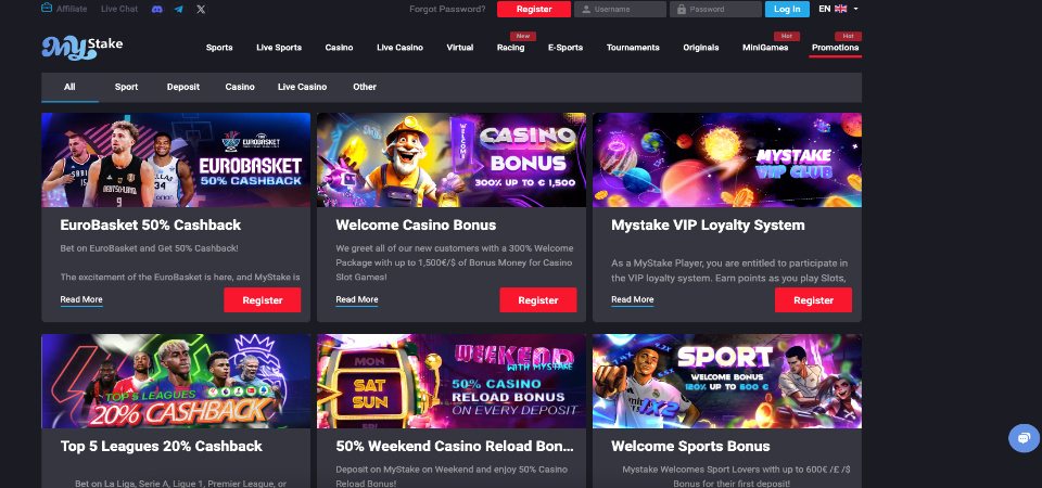 The screenshot of MyStake promo page