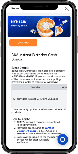 BK8 Birthday Bonus