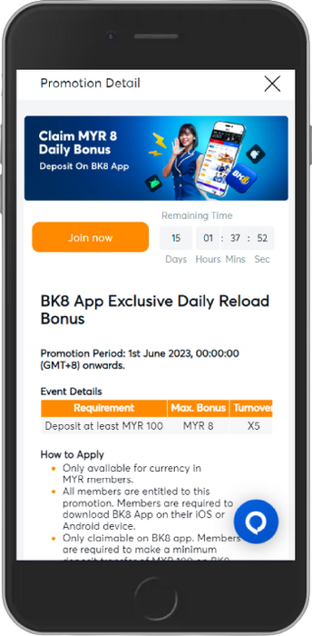 BK8 App Exclusive Daily Reload Bonus