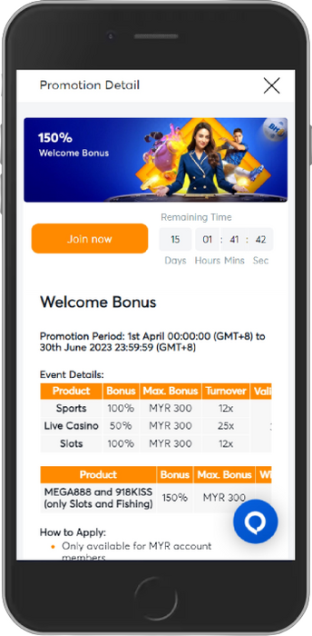 150% Welcome Bonus up to 300 MYR