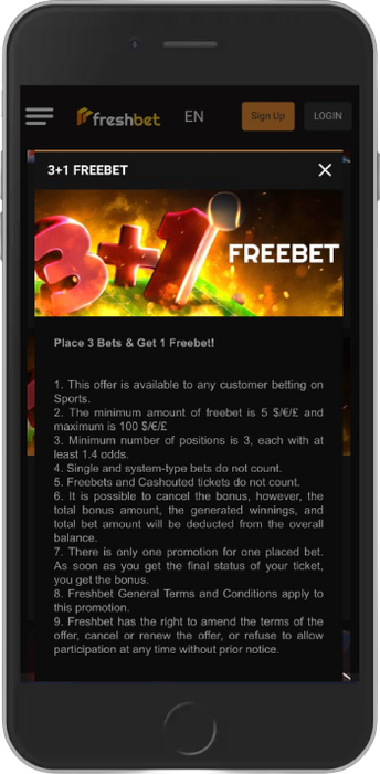 Free Bet 3 + 1 Worth Up To €100