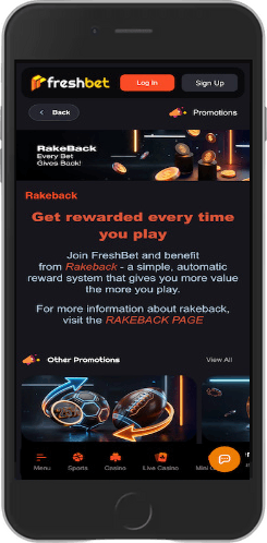Mobile screenshot of Freshbet VIP Rakeback