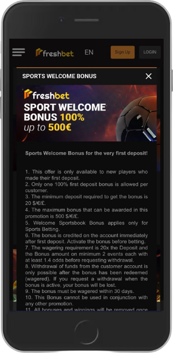 100% Sports Welcome Bonus Up To €500