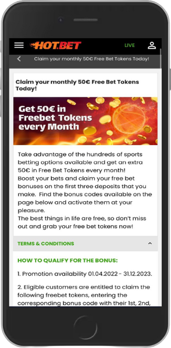 Monthly €50 Free Bet