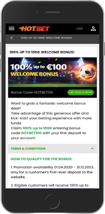 100% Welcome Bonus up to €100