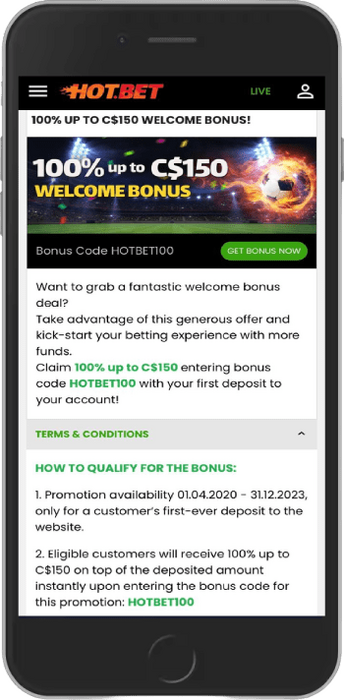 A 100% Welcome Bonus of up to C$150