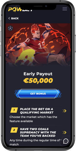Mobile screenshot of the Powbet Early Payout bonus