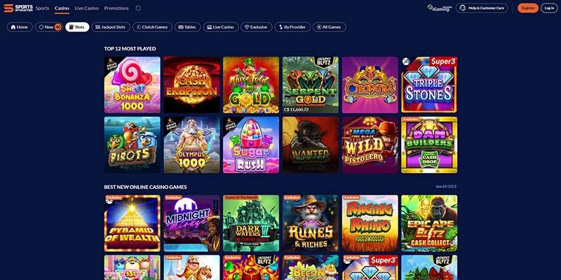 Screenshot of the SportsInteraction casino page