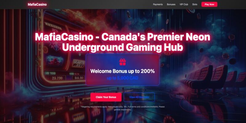 The screenshot of the main page of Mafia Casino