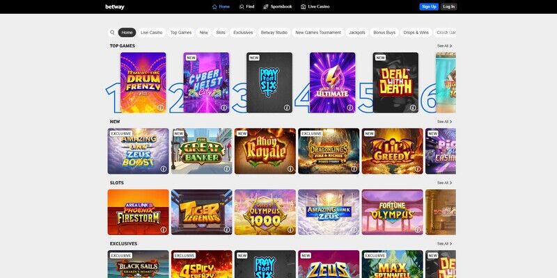 Screenshot of Betway casino