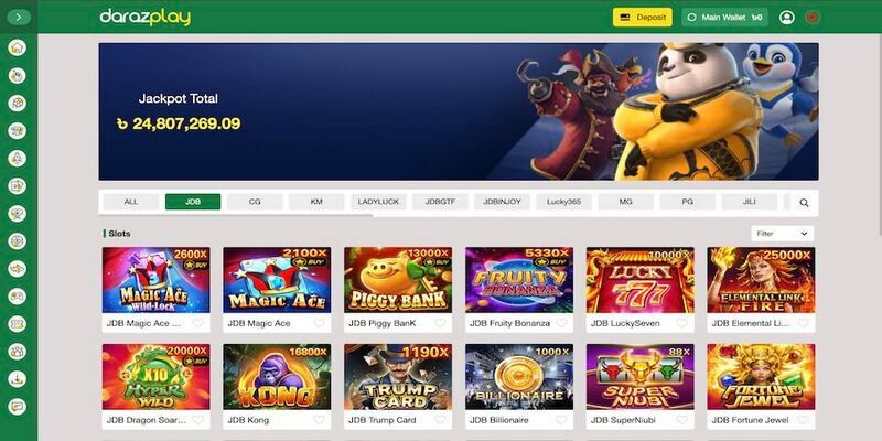 Screenshot of DarazPlay live casino page