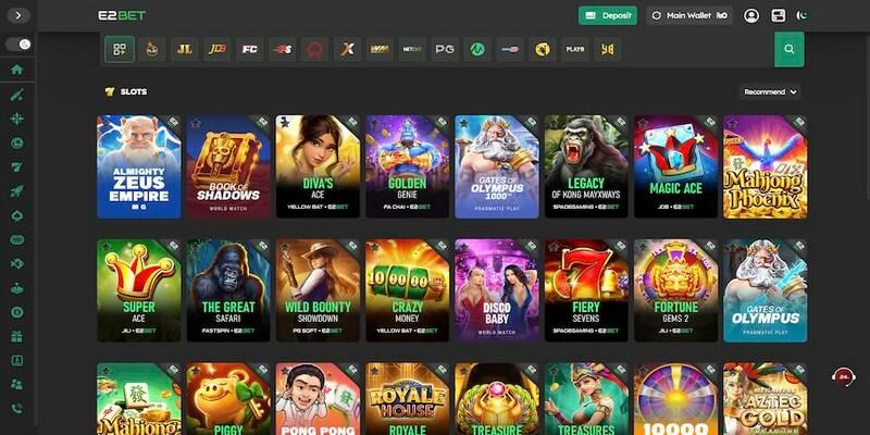 Screenshot of E2Bet casino page