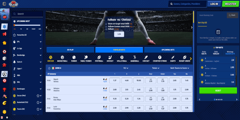 The screenshot of BigClash sports page