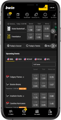 Screenshot of sportsbook app of bwin