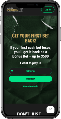 Screenshot of sportsbook app of Caesars