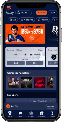 Screenshot of sportsbook app of Sports Interaction