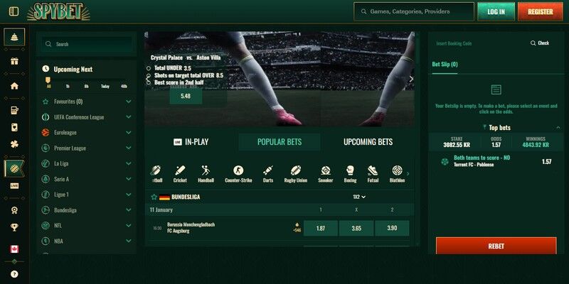 Screenshot of the bookmaker's sports page