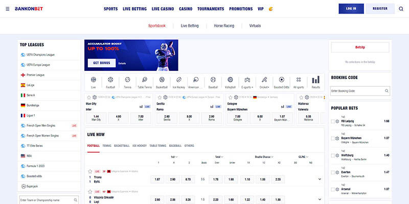 Screenshot of the bookmaker's sports page