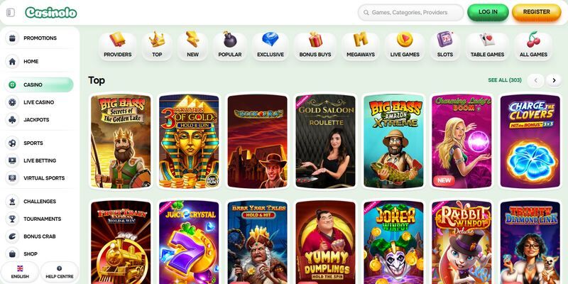 Screenshot of Casinolo live casino page