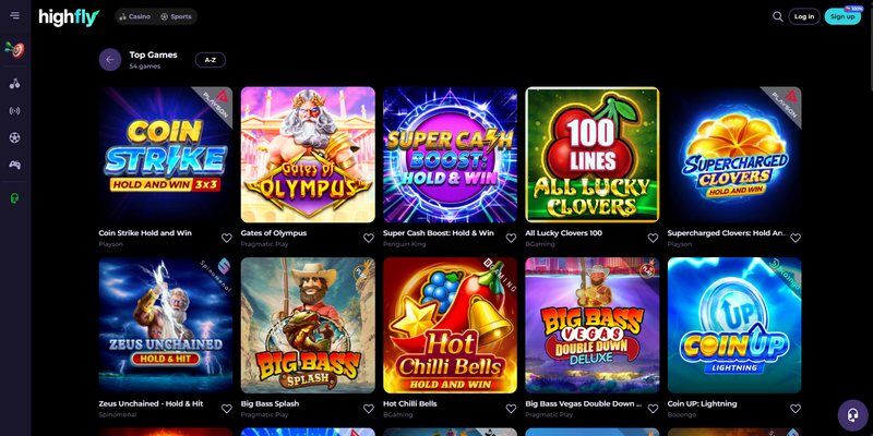 Screenshot of Highflybet live casino page