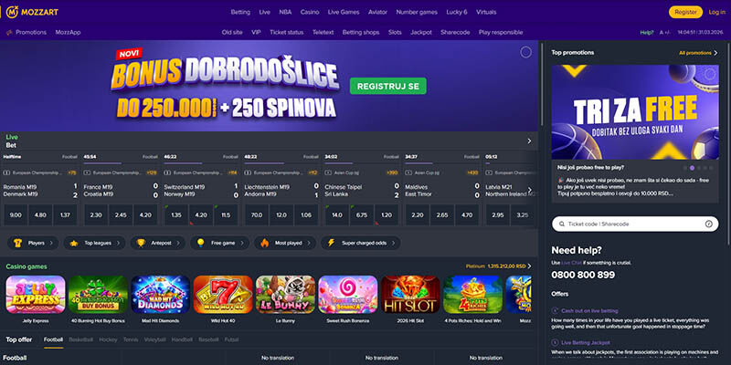 Mozzartbet sport page