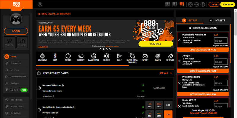 888sport main page screenshot