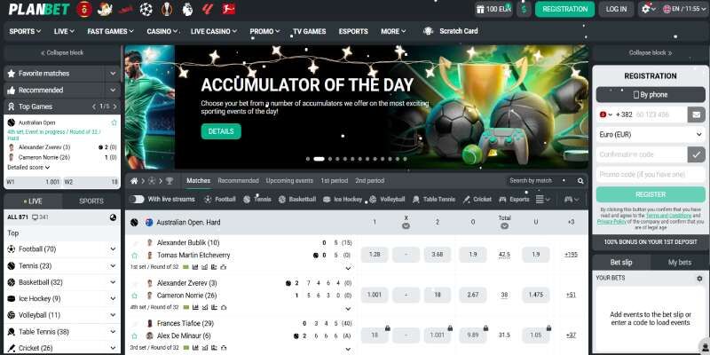planbet main page screenshot