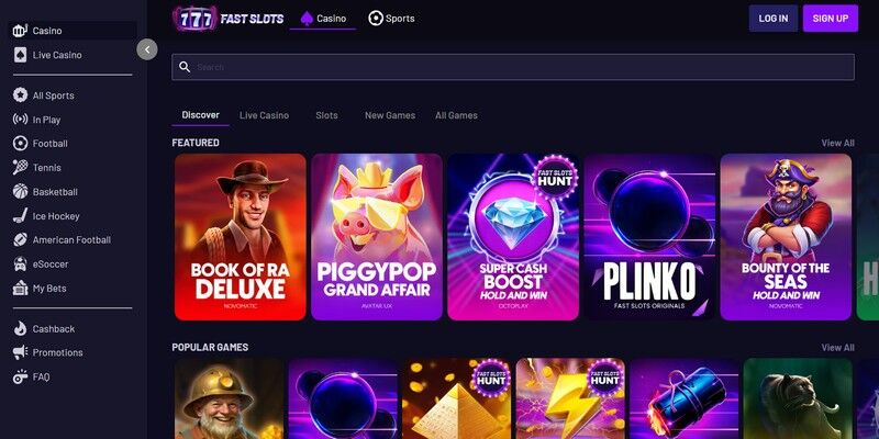 Screenshot of Fastslots live casino page