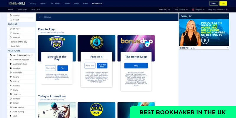 William Hill UK promo page