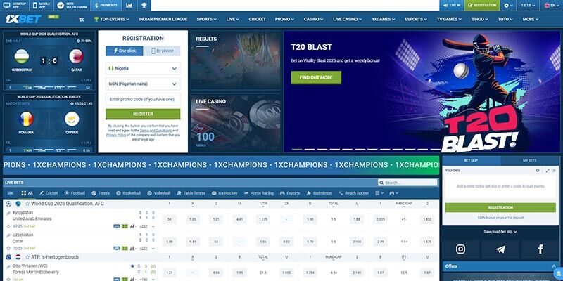 Screenshot of the 1xbte sport page