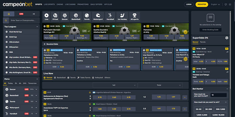 Screenshot of the Campeonbet sport page