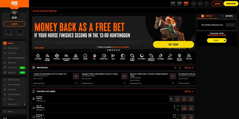 bookmaker 888sport - homepage
