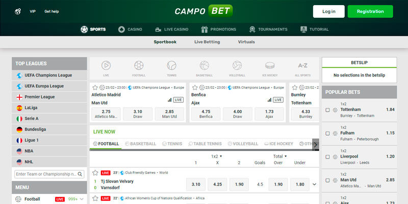 bookmaker campobet - sports page