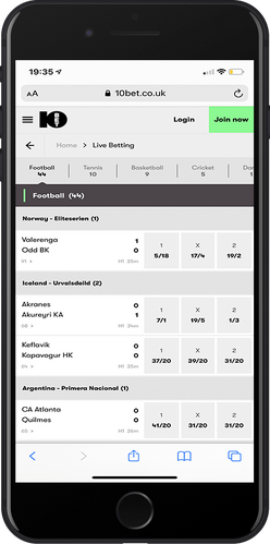 10bet football live betting