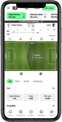 Screenshot of live betting