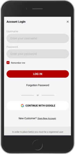 Screenshot of Dachbet mobile login page