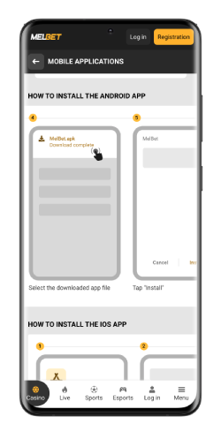 The mobile screenshot how to install .apk file MelBet 3