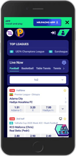 Mobile screenshot of the Mr.Pacho live page