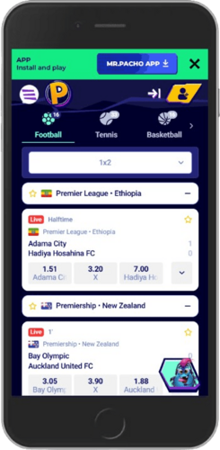 Mobile screenshot of the Mr.Pacho event page