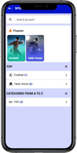 Mobile screenshot of the Paripesa sports page