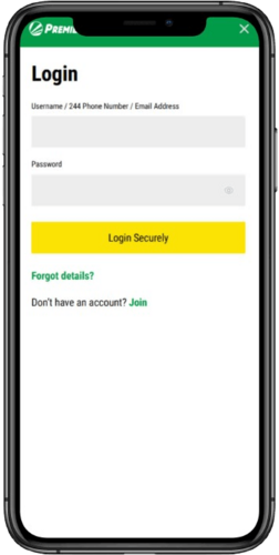 Screenshot of the login page