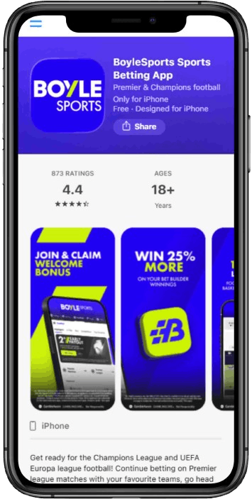 Mobile screenshot of the BOYLE Sports iOS