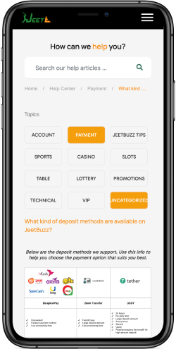 JeetBuzz payment options