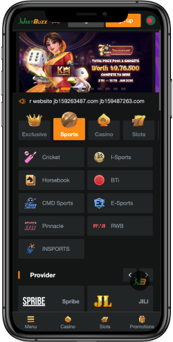 Mobile screenshot of the JeetBuzz sports page
