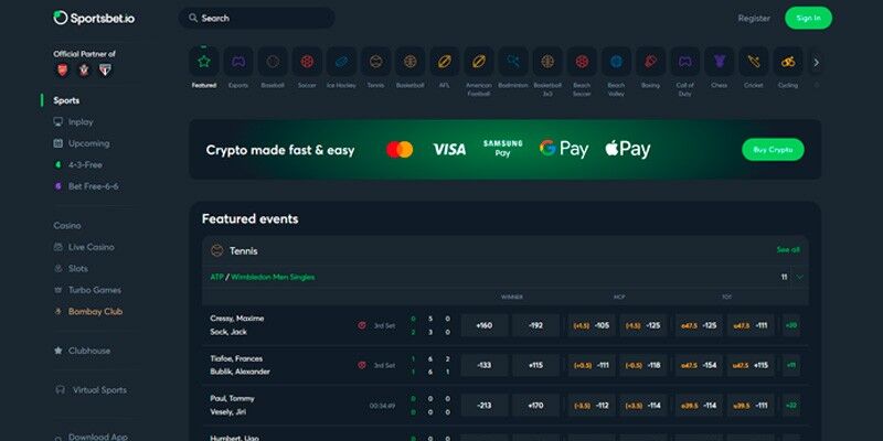 Sportsbet.io sports page