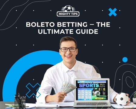 Graphic for the 'Boleto betting ‒ the ultimate guide' paragraph with the guy in the glasses with the laptop
