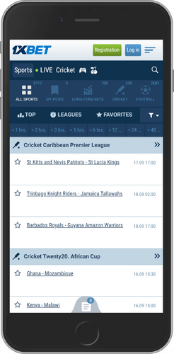 Mobile screenshot of the 1xbet live page