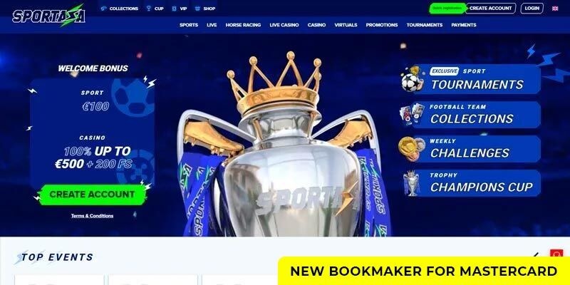 New bookmaker for MasterCard Sportaza promo page